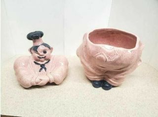 Red Wing Rare Chef Pierre Cookie Jar Pink Speckled 4