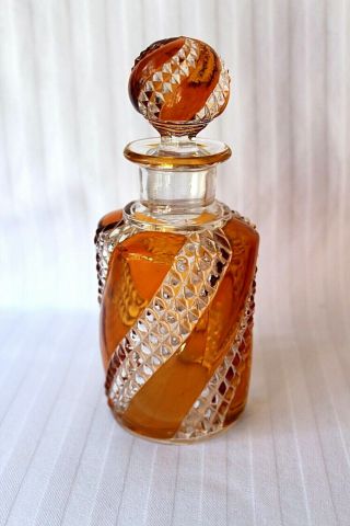 Antique French Baccarat Sepentine amber vanity set,  very rare,  c 1903 3