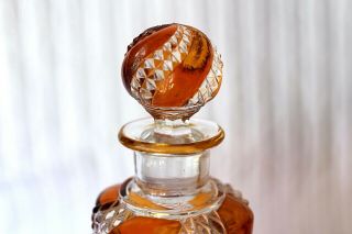 Antique French Baccarat Sepentine amber vanity set,  very rare,  c 1903 5