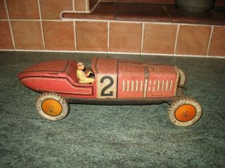 Tippco Tc 959 Big Boat Tail Race Car 1930 Germany Tinplate Wind Up Rare Tin Toy