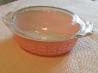 Vintage Rare Pyrex Pink Stem Casserole & Lid 1 1/2 Quart,