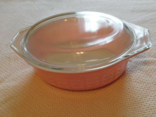 Vintage Rare Pyrex Pink Stem Casserole & Lid 1 1/2 Quart, 3