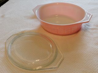 Vintage Rare Pyrex Pink Stem Casserole & Lid 1 1/2 Quart, 5