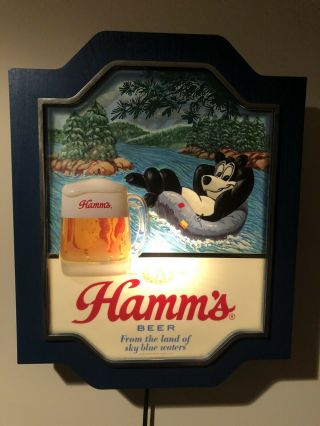 Rare 1970’s Hamm’s Beer Bear 3d Lighted Sign
