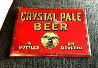 Rare Crystal Pale Beer Sign Tin Over Cardboard Toc Zynda Brewing Detroit Mi