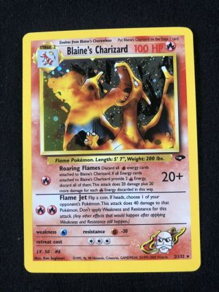 Blaine’s Charizard 2/132 – Gym Challenge – Holo Rare - Nm/mint – Unlimited – Use