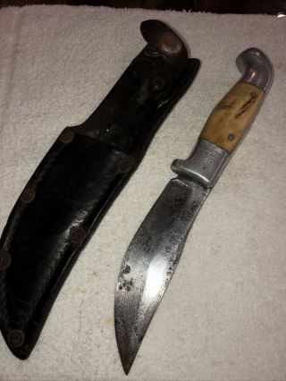 Rare 1943 - 44 R H Ruana Square Cut Stag Knife Sheath