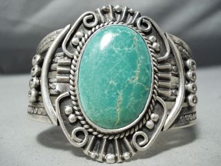 Early Huge Rare Vintage Navajo Cerrillos Turquoise Sterling Silver Bracelet