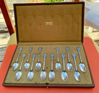 Rare Tiffany & Co.  Set Of 12 Zodiac Sterling Silver Souvenir Spoon