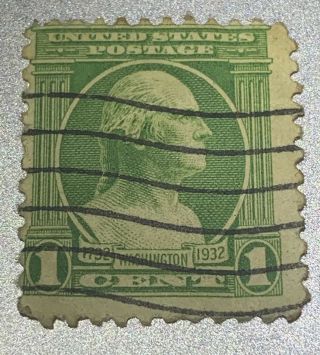 George Washington 1 One Cent Stamp 1732 - 1932 Green Looking Right Rare