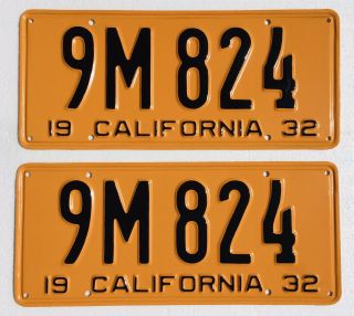 1932 California License Plates Pair Dmv Clear Pro Restored Rare 5 Digit.