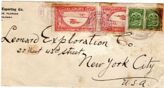 Colombia - Usa - Scadta 50c Cover - W/ 30c Bisected Stamp - Sc C15 - 1922 Rare,