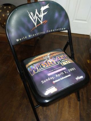 Rare Wwf Wrestlemania 17 X - Seven Astrodome Ringside Graphics Chair 2001 Houston
