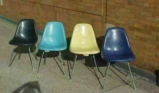 4 Rare Mid Century Mod Eames Herman Miller Fiberglass Shell Chair 1st Generation
