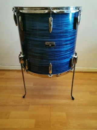 Vintage & Rare Olympic By Premier 16 " X 15 " Floor Tom In Blue Shimmer 1970 