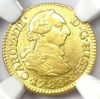 1783 - M Jd Spain Gold Charles Iii Half Escudo Coin 1/2e - Ngc Au58 - Rare Coin