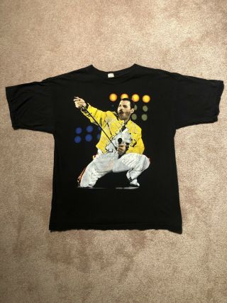 Vintage Freddie Mercury Memorial Rap Style T Shirt Hip Hop Queen Rock Rare Xl