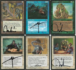 Near - Complete M:tg Mtg Homelands Set With 69 Signed By 20 Different Artists