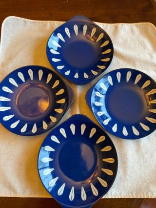 4 Rare Vtg Cathrineholm Cobalt Blue Lotus Scampi Bowl /plate Mcm 1960’s