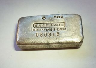 5 Oz Engelhard 999,  Fine Silver Bar Rare Vintage 7th Series Serial 060815