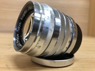 Near - w/ Rare Cap Tokyo Kogaku Topcor S 5cm 50mm f/2 Lens Leica LTM L39 2