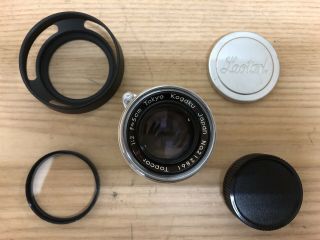 Near - w/ Rare Cap Tokyo Kogaku Topcor S 5cm 50mm f/2 Lens Leica LTM L39 4