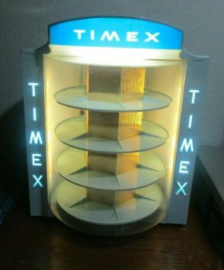 Vintage Rare 60s Timex Watch Counter Top Rotating Spinning Store Display Case