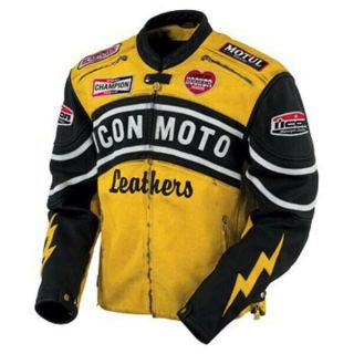 Rare Icon Retro Daytona Yellow Black Leather Motorcycle Racing Jacket L $450