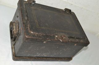 Antique Heavy Cast Iron Strong Box Safe Rare 1800s Stagecoach Wagon Wells Fargo