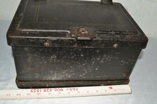 Antique Heavy Cast Iron Strong Box Safe Rare 1800s Stagecoach Wagon Wells Fargo 3