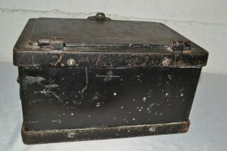 Antique Heavy Cast Iron Strong Box Safe Rare 1800s Stagecoach Wagon Wells Fargo 4