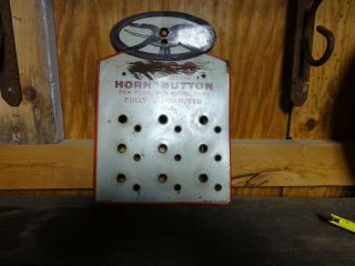 Vintage Rare Deluxe Horn Button Counter Display Metal Sign Ford Dodge Gas Oil