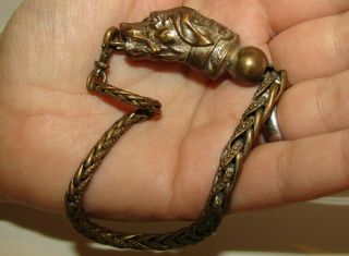 One Of A Kind,  Rare,  Antique Georgian Brass Watch Chain With Large Dog 