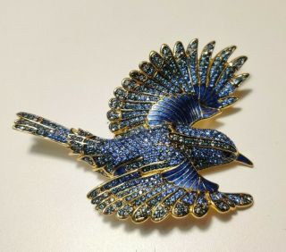 Joan Rivers Crystal Bluebird Of Happiness Pin Brooch 409 Extremely Rare