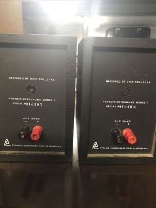 Dick Sequerra Pyramid Metronome Model 7 Speakers Pair Rare. 6