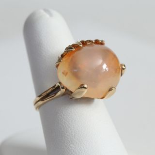 RARE VINTAGE SOLID 14K GOLD & FIRE OPAL RING,  PENDANT,  CHAIN SET,  24.  2 g,  EXC 6
