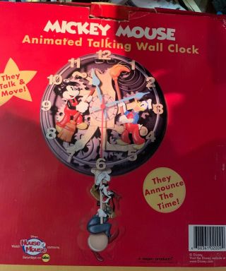 Rare Disney Mickey Mouse Animated Talking Wall Clock Complete Great