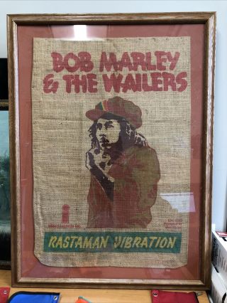 Framed Bob Marley Burlap Poster “rastaman Vibration” Rare
