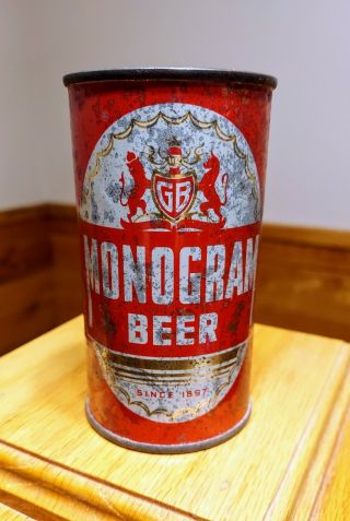 Monogram Flat Top Beer Can - Grace Bros Ltd.  L.  A.  Ca - Extremely Rare Can