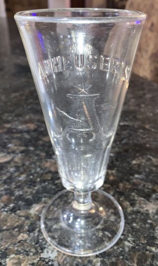 Rare Embossed Anheuser’s Pilsner Beer Glass