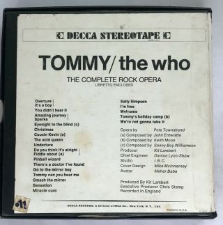 RARE 7 - 1/2ips The Who Tommy Rock Opera 2 - Reel Tape Set Guaranteed RARE 5