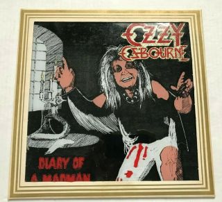 Rare Vtg Ozzy Osbourne Diary Of A Madman Carnival Glass Mirror 12x12 1980s