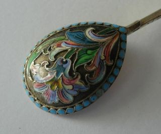 EXQUISITE,  RARE,  GOOD QUALITY,  ANTIQUE,  RUSSIAN SILVER & ENAMEL DECORATED SPOON 2