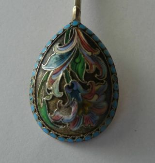 EXQUISITE,  RARE,  GOOD QUALITY,  ANTIQUE,  RUSSIAN SILVER & ENAMEL DECORATED SPOON 3