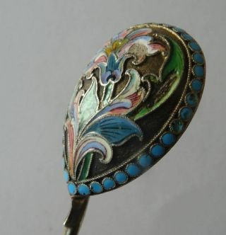 EXQUISITE,  RARE,  GOOD QUALITY,  ANTIQUE,  RUSSIAN SILVER & ENAMEL DECORATED SPOON 4