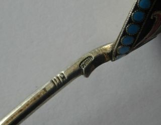 EXQUISITE,  RARE,  GOOD QUALITY,  ANTIQUE,  RUSSIAN SILVER & ENAMEL DECORATED SPOON 6