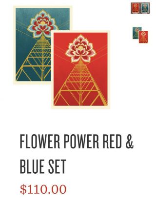 Shepard Fairey Obey Giant Flower Power Red & Blue Set Signed Numbered X/375 Rare