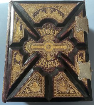 Rare Vintage 1895 Self Pronouncing Holy Bible Combination Edition Illustrated Ma