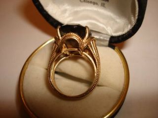 VTG Rare Huge 14k Yellow Gold Smokey Quartz Ring 7 2