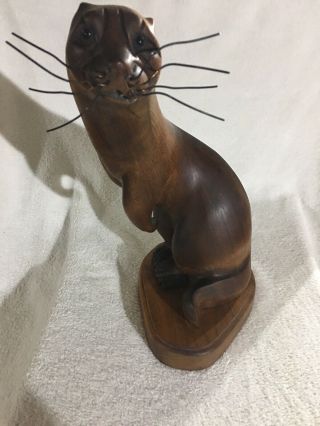 Rare Vintage Signed Tom Taber River Otter Carving 5